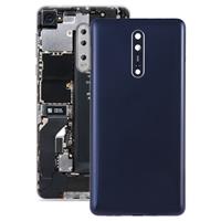 huismerk Batterij achtercover met camera lens & toetsen aan de zijkant voor Nokia 8 (blauw)