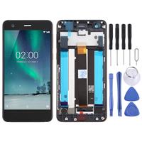 huismerk LCD-scherm en digitizer volledige montage met frame & Zijkleutels voor Nokia 2 N2 TA-1007 TA-1029 TA-1023 TA-1035 TA-1011 (zwart)