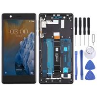 huismerk LCD-scherm en digitizer volledige montage met frame & Zijkleutels voor Nokia 3 TA-1032 (zwart)