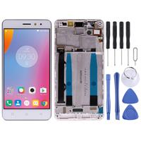 huismerk LCD-scherm en digitizer volledige montage met frame voor Lenovo K6 Power (wit)