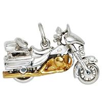 sigo Anhänger Motorrad 925 Sterling Silber rhodiniert bicolor vergoldet