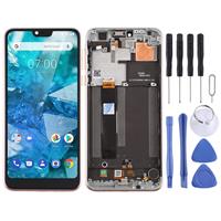 huismerk LCD-scherm en Digitizer Full Assembly met frame voor Nokia 7.1 TA-1100 TA-1096 TA-1095 TA-1085 TA-1097(Zilver)