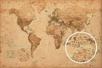 GBeye World Map Antique Style Poster 91,5x61cm