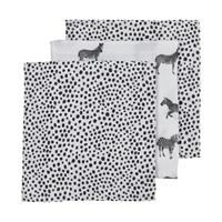 Mullwindeln - Zebra/Animal/Cheetah, 70 x 70 cm, schwarz, 3er Pack