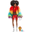 Barbie - Extra Doll in Rainbow Coat with Pet Dog Toy