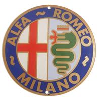 Fiftiesstore Alfa Romeo Milano Logo Emaille Bord - 13 cm ø