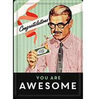 Fiftiesstore Metalen Postkaart Congratulations You Are Awesome