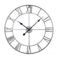 huismerk 45cm Retro Living Room Iron Ronde Romeinse Numeral Mute Decoratieve Muur Klok (Zilver)