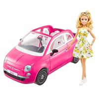 Mattel Barbie Auto Fiat Cabrio (pink), inkl. Barbie Puppe