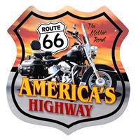 Fiftiesstore Route 66 America's Highway Motorcycle Zwaar Metalen Bord