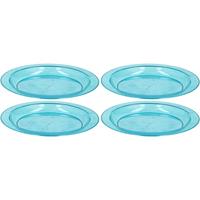 4x Blauw Plastic Borden/bordjes 20 Cm - Kunststof Servies - Koken En Tafelen - Camping Servies - Ontbijtbordje Kinderen
