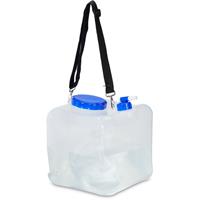 RELAXDAYS Faltkanister 2er Set, Wasserkanister Camping, Hahn, Weithals-Deckel & Tragegurt, 15 L, BPA-frei, transparent