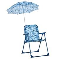 Outsunny Kinder-Campingstuhl mit Sonnenschirm Strandstuhl klappbar für 1-3 Jahre Brau