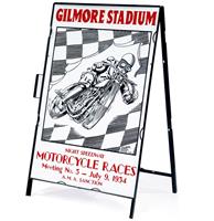 Fiftiesstore Gilmore Stadium Motorcycle Races Metalen Frame Met Bord