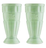 Fiftiesstore Coca-Cola jadeiet Glazen Malt / Milkshake Beker 0,5 Liter, Set van 2, Groen