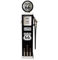 Fiftiesstore Route 66 8 Ball Deluxe Elektrische Benzinepomp Met Voet - Zwart & Wit - Reproductie