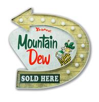 Fiftiesstore Mountain Dew Sold Here Bord Met Pijl - Led Lampjes