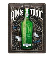 Fiftiesstore Tinnen Bord 30 x 40cm Gin & Tonic Green Edition