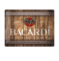 Fiftiesstore Tinnen Bord 30 x 40 Bacardi - Wood Barrel Logo