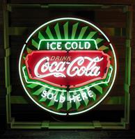 Fiftiesstore Coca-Cola Ice Cold Neon Verlichting Met Achterplaat - 100 cm ø