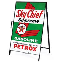 Fiftiesstore Texaco Skychief Supreme Gasoline Metalen Frame Met Bord