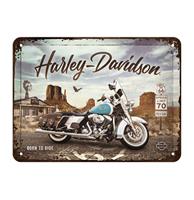 Fiftiesstore Harley-Davidson Route 66 Road King Classic Metalen Bord met Reliëf 15 x 20 cm