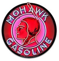 Fiftiesstore Mohawk Gasoline Neon Look Zwaar Metalen Bord - 40 cm ø