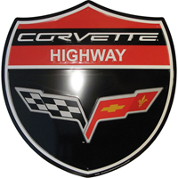 Fiftiesstore Corvette Highway Shield Metalen Bord 60 x 58 cm