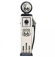 Fiftiesstore Route 66 8 Ball Elektrische Benzinepomp Met Voet - Wit & Zwart - Reproductie