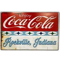 Fiftiesstore Coca-Cola Rockville Indiana - Metalen Bord 29.5 x 44.5 cm