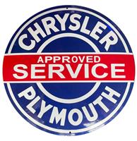 Fiftiesstore Chrysler Plymouth Approved Service Emaille Bord - 50 cm ø