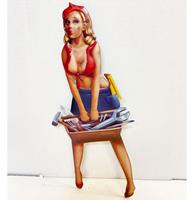 Fiftiesstore Pin Up With Garage Tools Metaal Bord 14 x 40 cm