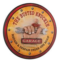 Fiftiesstore Busted Knuckle Garage Round Pub Sign