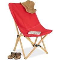 RELAXDAYS Liegestuhl Holz, klappbarer Butterfly Chair, HBT: 93 x 52 x 72 cm, innen & außen, Campingstuhl mit Tasche, rot