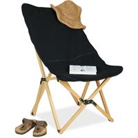 RELAXDAYS Liegestuhl, klappbar, bis 100 kg, HBT: 93 x 52 x 72 cm, Buchenholz, Stoff, Campingstuhl mit Tasche, schwarz