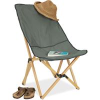 RELAXDAYS Liegestuhl, klappbar, bis 100 kg, HBT: 93 x 52 x 72 cm, Buchenholz, Stoff, Campingstuhl mit Tasche, graugrün