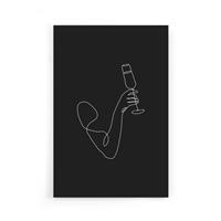 Walljar | Ingelijste poster Champagne Line Art