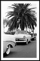 Walljar | Ingelijste poster Classic Car Under A Palm Tree