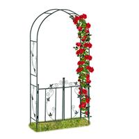 RELAXDAYS Rosenbogen mit Tür, Garten Rankhilfe Kletterpflanzen, Torbogen Metall, wetterfest, 230 x 113,5 x 36,5 cm, grün
