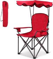 costway Opvouwbare Visstoel met Bekerhouder voor Patio Beach Camping 96.5 x 67.5 x 130 cm Rood