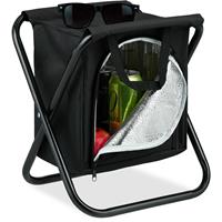 RELAXDAYS Campinghocker mit Kühltasche, faltbar & tragbar, HBT 34 x 32 x 26 cm, 100kg, Klapphocker f. unterwegs, schwarz