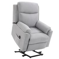 HOMCOM elektrische sta-stoel fauteuil met opstahulp voor senioren relaxfauteuil TV-fauteuil met slaapfunctie en opstahulp TV-fauteuil ligfunctie linnen touch grijs 83 x 89 x 102 cm