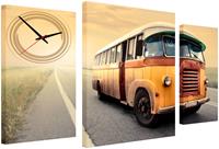 Conni Oberkircher´s Beeld met klok Retro bus met decoratieve klok, vintage, reizen, zonsondergang (set)