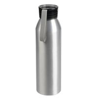 Bellatio Design Aluminium waterfles/drinkfles zilver met grijze kunststof schroefdop 650 ml -