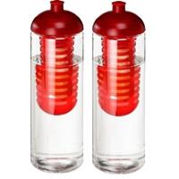 2x Rode drinkflessen/waterflessen met fruit infuser 850 ml -