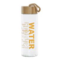 Items Glazen waterfles/drinkfles oranje transparant met touwtje 580 ml -