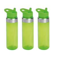 Set van 3x stuks groen/transparant drinkfles/waterfles 650 ml -