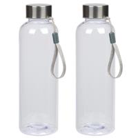 20x stuks transparante drinkflessen/waterflessen met RVS dop 550 ml -