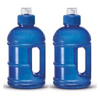 2x Blauwe kunststof bidon/drinkfles/waterflessen 1250 ml -