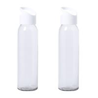 Bellatio 4x Stuks glazen waterfles/drinkfles transparant met schroefdop met wit handvat 470 ml -
